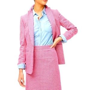 J. Crew Houndstooth Pink One Button Blazer BA808